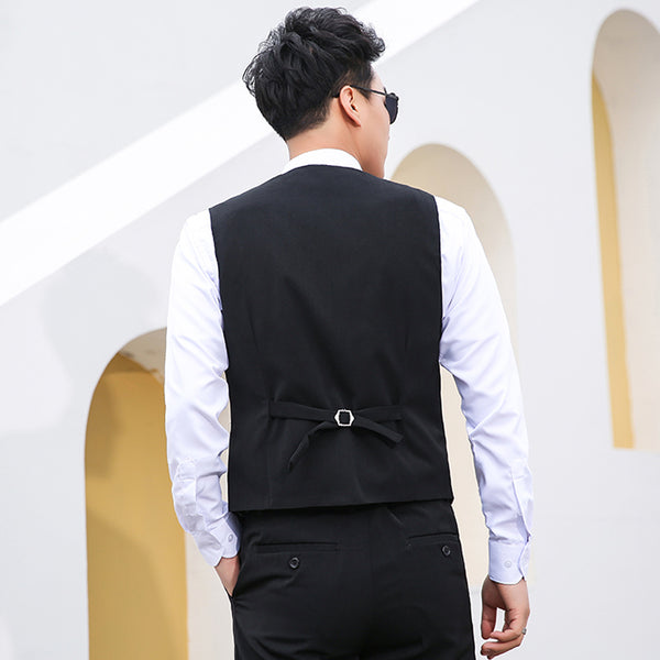 Afoxsos Men's Suit Vest Business Formal Dress Waistcoat Vest with 3 Pockets for Suit or Tuxedo