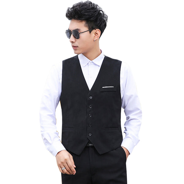 Afoxsos Men's Suit Vest Business Formal Dress Waistcoat Vest with 3 Pockets for Suit or Tuxedo