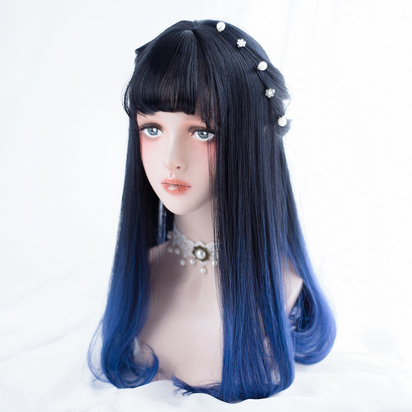 Japanese Style Harajuku Gradient Lolita Long Curly Wig AG050