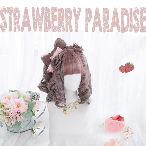 Strawberry Paradise Short Wave Lolita Cosplay Wig AG081