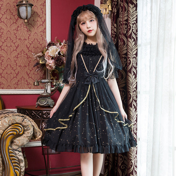 Sweet Lolita Constellation Lace Dress AGD012
