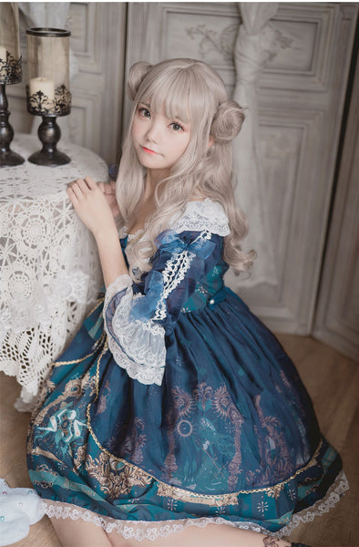 Retro Sweet Lolita Printed Princess Court Skirt AGD026
