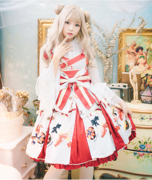 Girls Sweet Lolita Classic Printed Princess Court Skirt AGD027