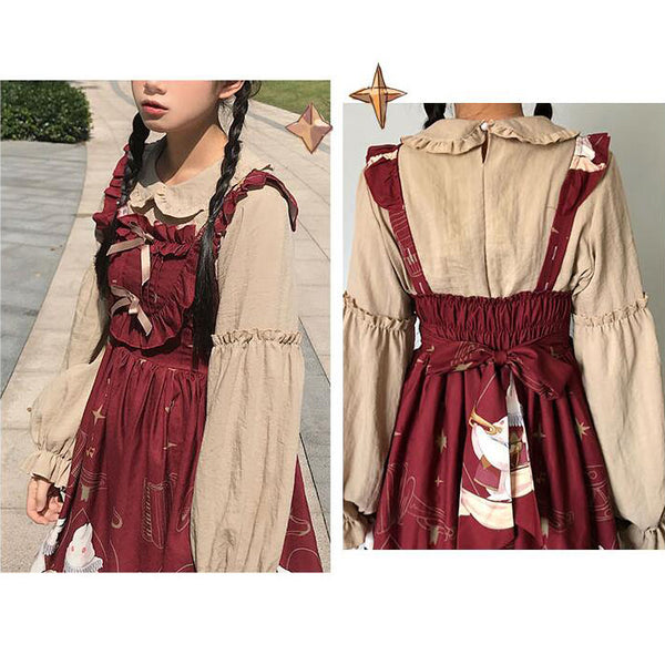 Girls Sweet Classic Lolita Printed Jumper Dress AGD032