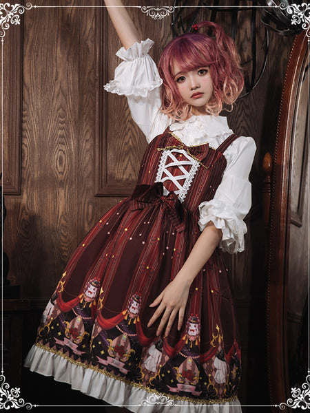 Sweet Lace-Up Cotton Lolita Dress Princess Court Skirts AGD039