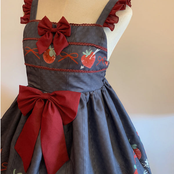 Strawberry Girl Chiffon JSK lace Print GothicLolita Dress AGD040