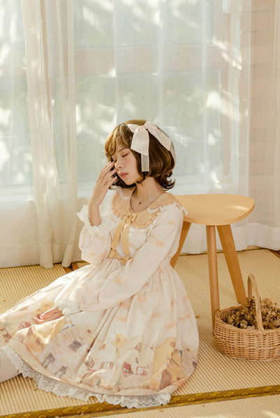 Lolita Dress Long Sleeves Doll Collar A Line Pleated Mini Dresses AGD048