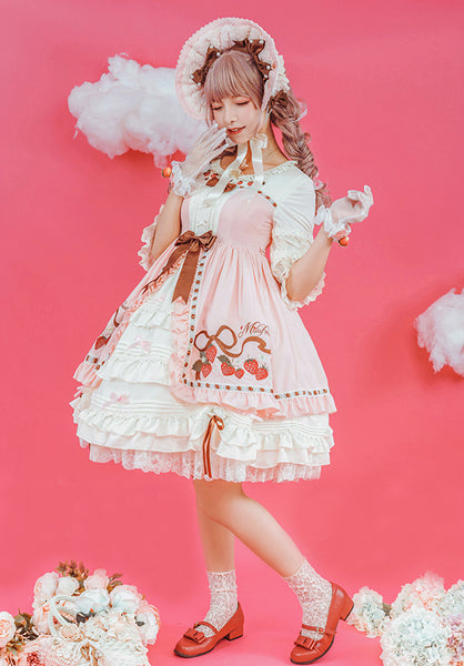 Pink Lolita Bowknot Multi Layers Classic Sweet Lolita Dress AGD050