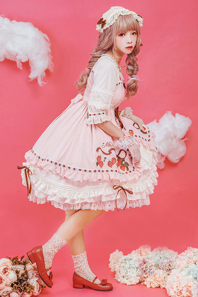 Pink Lolita Bowknot Multi Layers Classic Sweet Lolita Dress AGD050