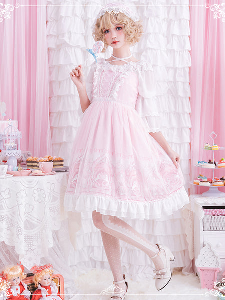 Girls Sweet Lolita Dress Princess Lace Court Skirts AGD063