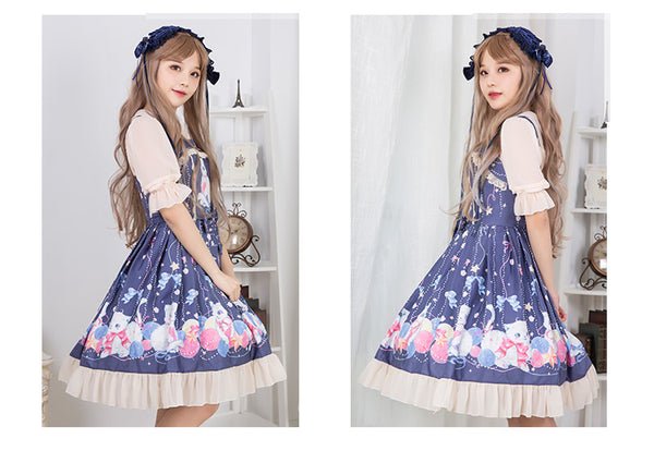Cute Cat Classic JSK Lace Cotton Jumper Skirt Lolita Dress AGD067
