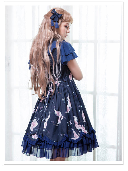 Vintage Gothic Short Sleeves Maid outfit Lolita Dress AGD068