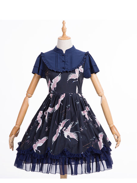 Vintage Gothic Short Sleeves Maid outfit Lolita Dress AGD068