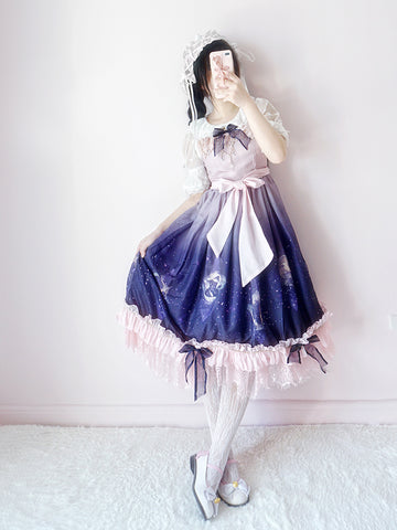 Pink Starry Night Gradient Elegent Princess Lolita Dress AGD077