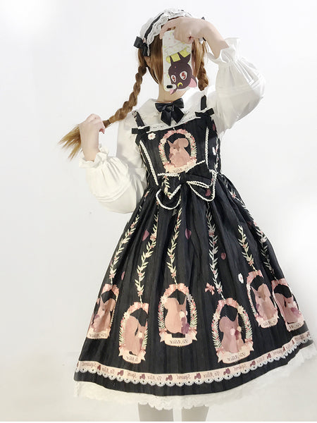 Japanese Style Court Printed Sweet Lolita Dress AGD078