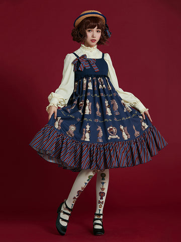 Girls Sweet Lolita Classic Printed Princess Jumper Skirt AGD080