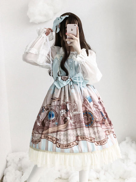 Classic JSK Lace Cotton Jumper Skirt Lolita Dress AGD089