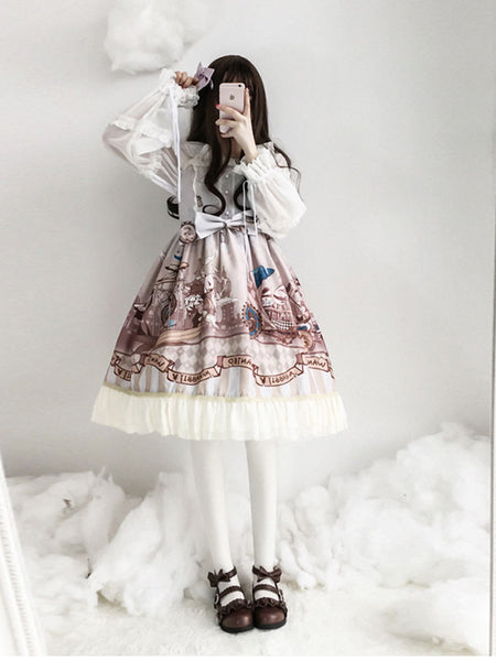 Classic JSK Lace Cotton Jumper Skirt Lolita Dress AGD089
