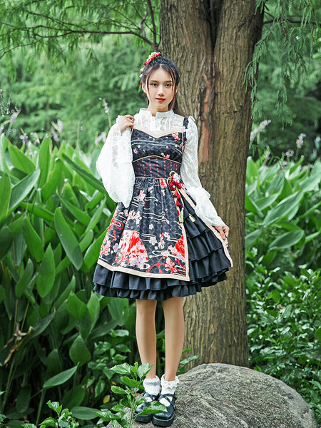 Lace-up Gothic Printed JSK Lolita Witch Jumper Skirt AGD091