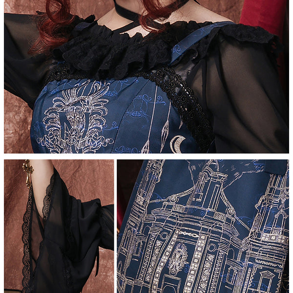 Vintage Girls Sweet Lolita Printed Princess Jumper Skirt AGD095