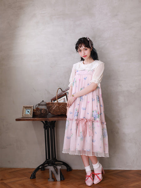 Lace-up Classic Lolita Printed Dress AGD098