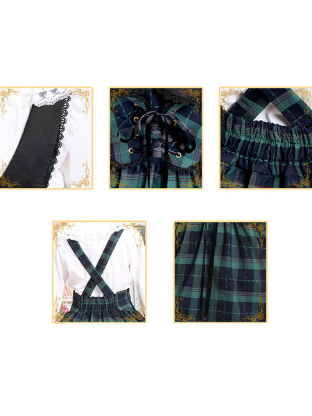 Japanese Style Kawaii Lolita Checkerwork Jumper Skirt AGD108