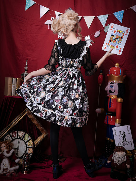 Lace-up Gothic Printed JSK Lolita Jumper Skirt AGD109