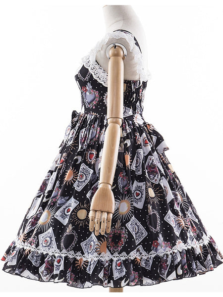 Lace-up Gothic Printed JSK Lolita Jumper Skirt AGD109