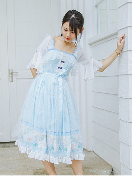 Girls Sweet Lolita Lace-up Princess Court Skirt AGD117