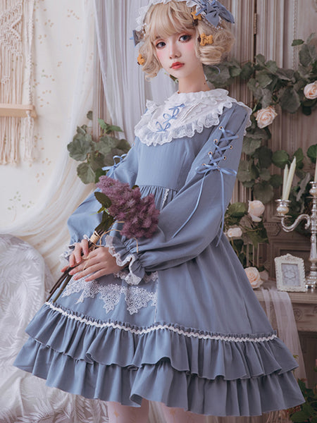 Long Sleeve Dress Girls Japanese Gothic Lolita Dress AGD127