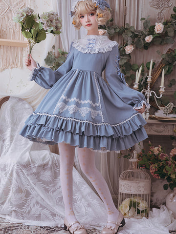 Long Sleeve Dress Girls Japanese Gothic Lolita Dress AGD127