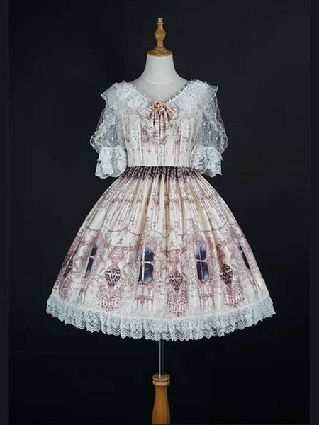 Dress Princess Layered Lace-Up Cotton Lolita Dress AGD134