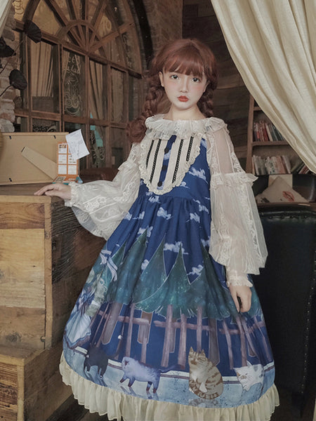 Girls Sweet Lolita Dress Princess Lace Court Skirts AGD143
