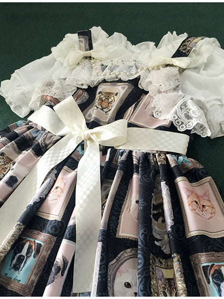 Girls Sweet Lolita Printed Princess Court Skirt AGD156