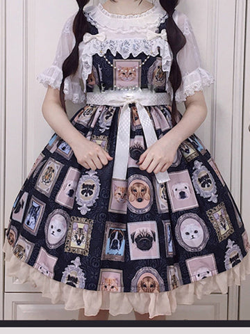 Girls Sweet Lolita Printed Princess Court Skirt AGD156