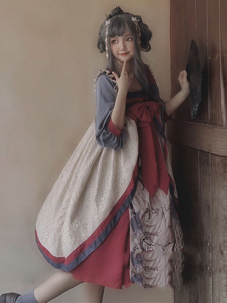 Cute Printed Classic Lace Up Lolita Dress AGD157
