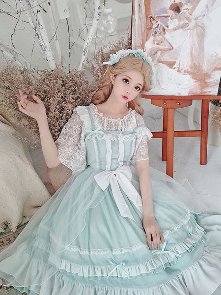 Classic Layered Lace-Up Cotton Lolita Dress AGD176