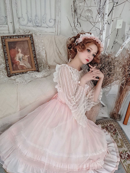 Classic Layered Lace-Up Cotton Lolita Dress AGD176