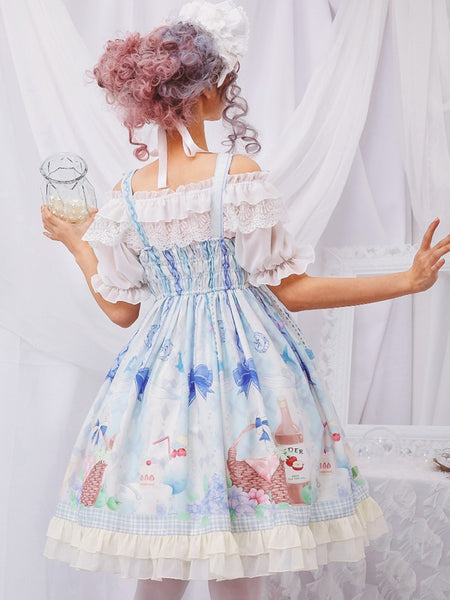 Printed Gothic Dress Princess Cotton Lolita Dress AGD181