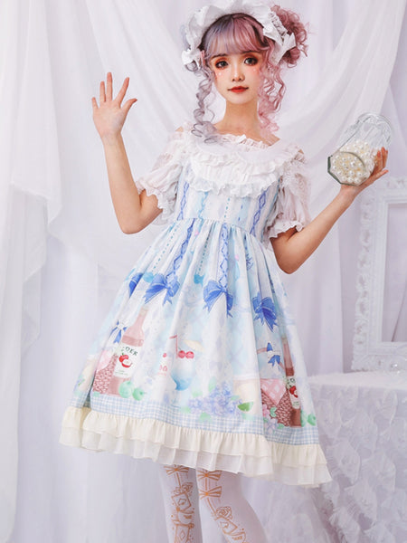 Printed Gothic Dress Princess Cotton Lolita Dress AGD181