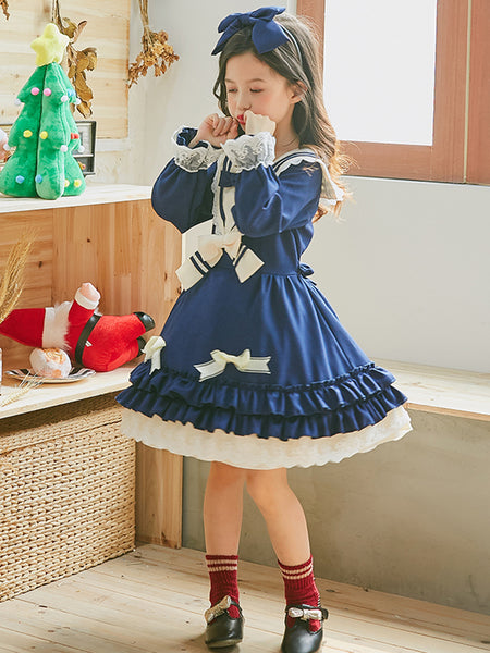 Kids Giris Gothic Dress Princess Cotton Lolita Dress AGD184