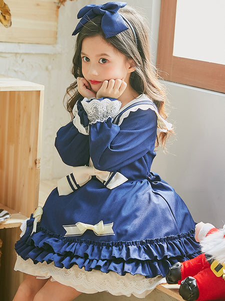 Kids Giris Gothic Dress Princess Cotton Lolita Dress AGD184