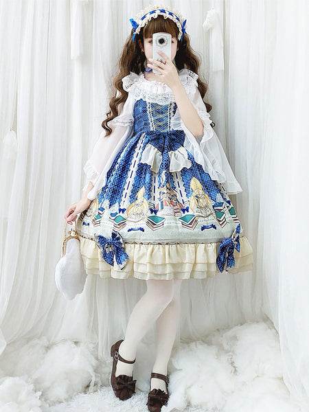 Blue Sleeveless Gothic Dress Princess Cotton Lolita Dress AGD185
