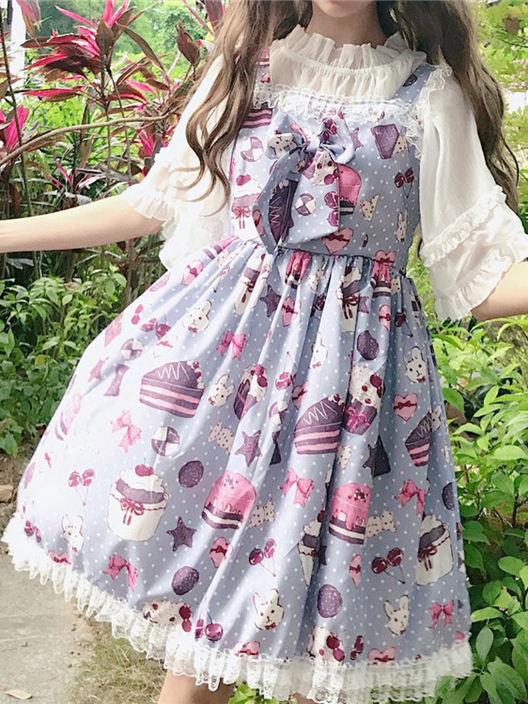 Classic Chiffon Printing Lolita Dress Sleeveless Dress AGD187