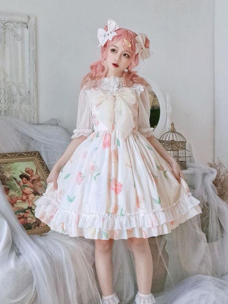 Dress Princess Layered Lace-Up Cotton Lolita Dress AGD189