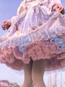 Bubble Skirt Women's Layered Tulle Dancing Bustle Skirt, Flower, One Size AGD200