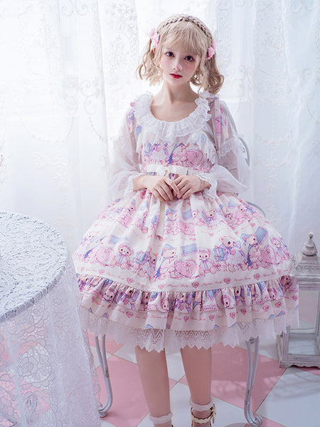 Sleepy Bear JSK Original Lolita Sleeveless Dress Printing Dress AGD204
