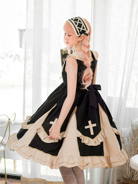 Original Lolita Dress Cool Girl Black Angel JSK Gothic Dress AGD205