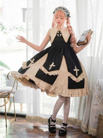 Original Lolita Dress Cool Girl Black Angel JSK Gothic Dress AGD205
