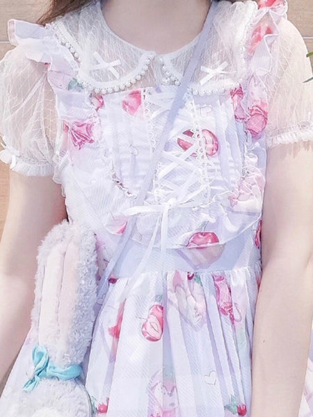 Cherry Printed Sleeveless Gothic Dress Princess Cotton Lolita Dress AGD216